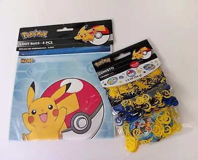 Pokemon 8 Pack Loot Bags + Confetti Lot Set Pikachu Birthday Party Halloween  • $6