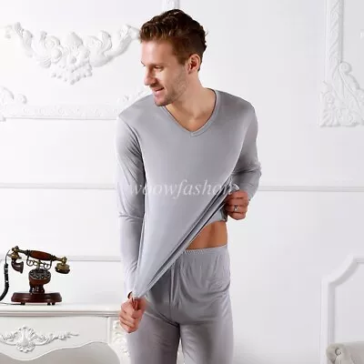 $39.90 • Buy Men Silk Long Johns V-Neck Mulberry Silk Long Underwear Thermal Undewear Sets