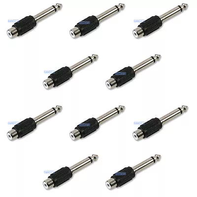 £4.65 • Buy 6.35mm Mono 1/4  Jack Plug To Phono RCA Female Socket Adapter Converter 10 PACK