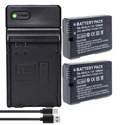 2x Battery +USB Charger For Nikon D3100 D3200 D3300 D3400 D3500 Digital SLR • $33.75