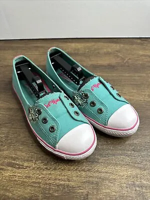 Ed Hardy Tattoo Ink Women's Slip On Shoe Size 7 Teal Floral Laceless Sneaker • $30