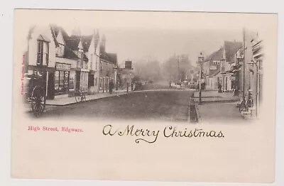 1900s High Street Edgware Christmas Postcard By Chester Vaughan Unused Ns1 • £3.49