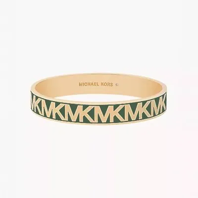 Michael Kors Gold-Tone Brass Bangle Hinge Bracelet With Green Accent • $35
