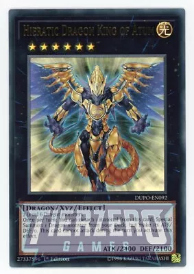 Yugioh Hieratic Dragon King Of Atum DUPO-EN092 Ultra Rare 1st Edition NM/LP • £1.79