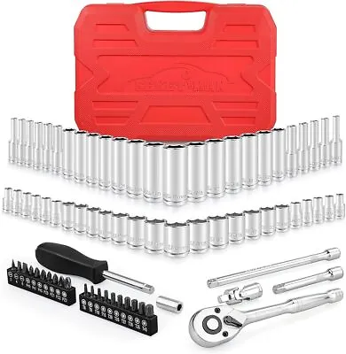 76pcs 1/4  Drive Master Impact Socket Set SAE & MetricDeep & ShallowCR-V Steel • $46.50