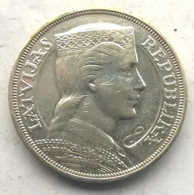 Latvia 1931 Goddess 5Lats Silver Coin • $49.50