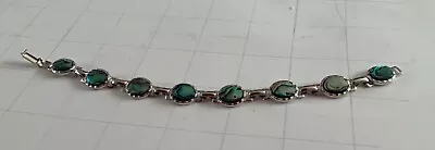 Abalone Bracelet Aqua Coloring. 7” Long • $4.99