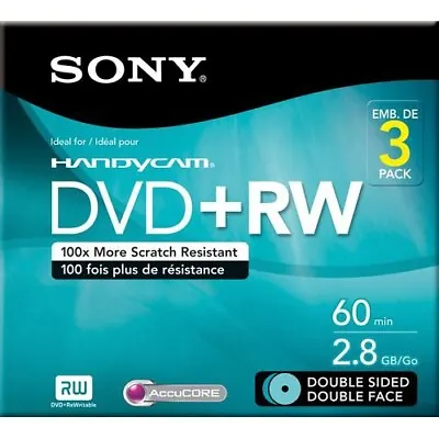 Sony 8cm DVD+RW Recordable Disc (Jewel Case Pack Of 3) New • $34.99