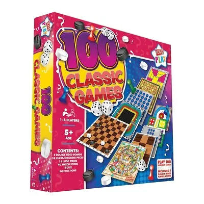 100 Classic Board Games Compendium Double Sided Kids Play Fun Family Party Toy • £10.99