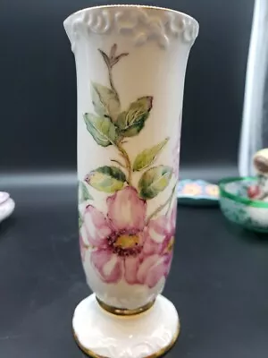 Beautiful Flower Vase 9  With Gold Trim • $14.99