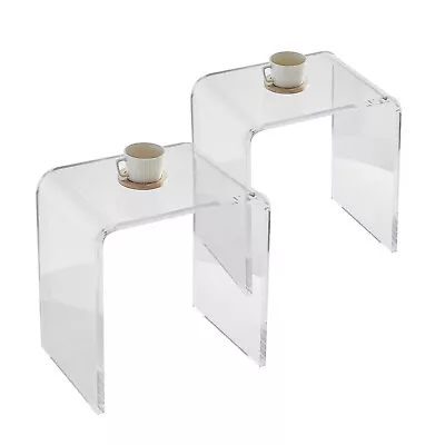 VEVOR Acrylic End Table 2 Pcs C-Shaped Lucite Clear Side Tables For Living Room • $154.99