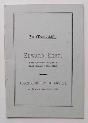 1896 In Memoriam Booklet Kemp Deacon Gallowtree Gate Leicester • £10