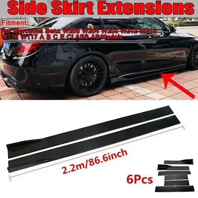 For Mercedes W205 W204 W203 C200 C250 C300 86.6'' Side Skirts Lip Rocker Panel • $79.16