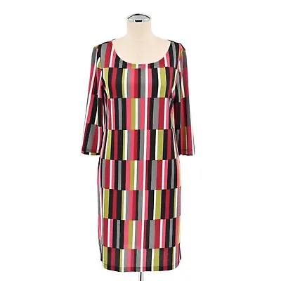 TRACY NEGOSHIAN Marisa Dress Retro 70s Striped Scoop Neck Knit Womens Size Small • $28.04