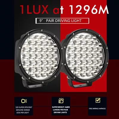 Pair 9 Inch SPOT LED Driving Lights 4x4 Round Spotlight Fog Headlight Work • $128.96