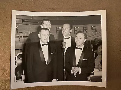 Vintage B&W Photo Of Rat Pack Style Tuxedo Men Singing Into Mic 1950s New York • £3.80