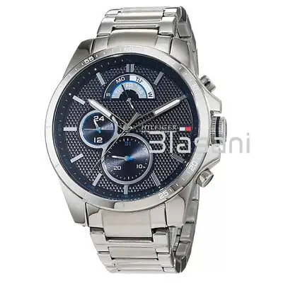 Tommy Hilfiger 1791348 Men's Silver Stainless Steel Blue Dial Watch 46mm • $132.95