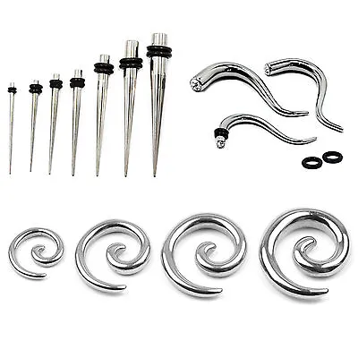 £2.70 • Buy Steel Straight Gem Curved Spiral Taper Expander Ear Stretcher Earring 316L