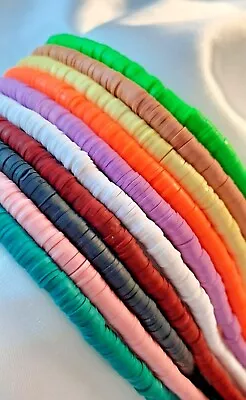 £2.69 • Buy Polymer Clay Heishi Beads Disc/Flat Round 6x1mm About 353~378 Pcs/strand