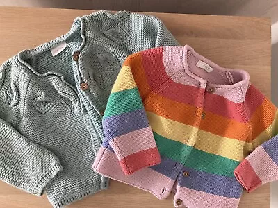 Next 9-12 Month Baby Girl Cardigan Bundle Rainbow • £2