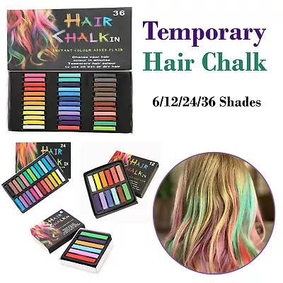 Hair Chalk Colour 6/12/24/36pcs Temporary Dye Salon Kits Party Fans Cosplay Set • £3.15