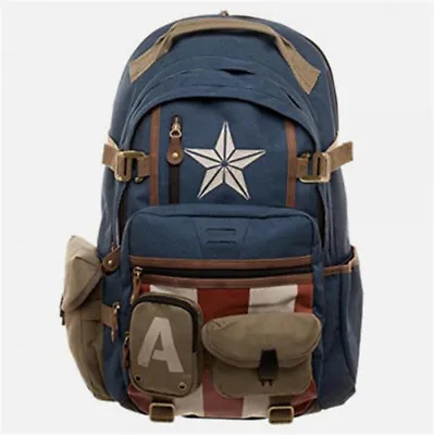 Marvel Captain America Backpack Avengers Zipper Shoulder Bag Schoolbag Rucksack • $43.41