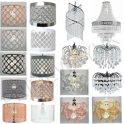 Modern Chandelier Light Shades Acrylic Crystal Droplet Ceiling Pendant Lampshade • £19.90