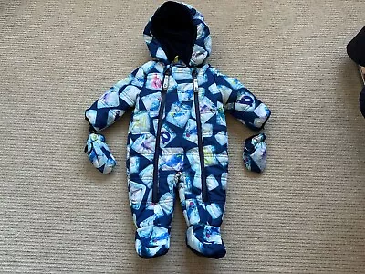 Ted Baker Baby Ski Snow Suit Age 0 - 3 Months Blue Boys Coat Jacket • £16.99