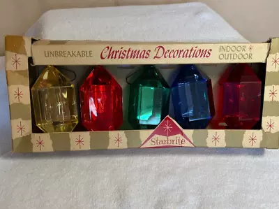 Vintage Jewel Tone Prism Shape STARBRITE By Decor Ornaments W/Original Box • $10