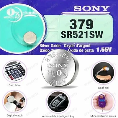 Genuine Sony SR521SW 1.55V 379 V379 Silver Oxide Watch 1.5v Battery Japan • £2.98