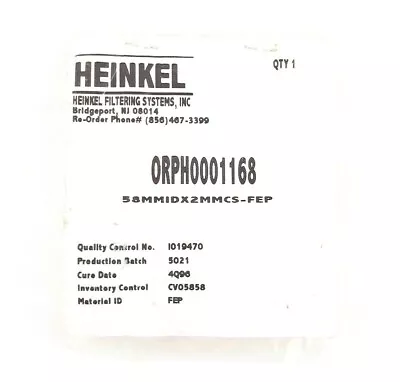 Heinkel ORPH0001168 O-Ring 58MMIDX2MMCS-FEP • $5.99