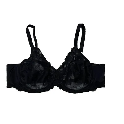 Wacoal Renaissance Rose Sheer Embroidered Underwire Bra 85720 Black 38C Unlined • $25.16