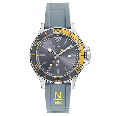 Nautica Men's Watch N-83 Accra Beach Grey Yellow NAPABS021 • £51.99