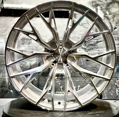 19x8.5 5x112 +25 MRR GF5 Wheels Silver Machined 19  Ground Force Rims Set 4 • $1270