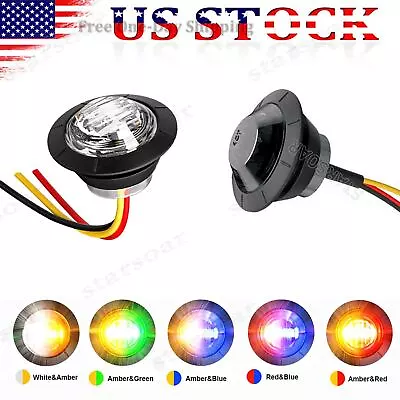 3/4  Dual Color 12V Marker Lights LED Truck Trailer Round Side Bullet Light • $139.99