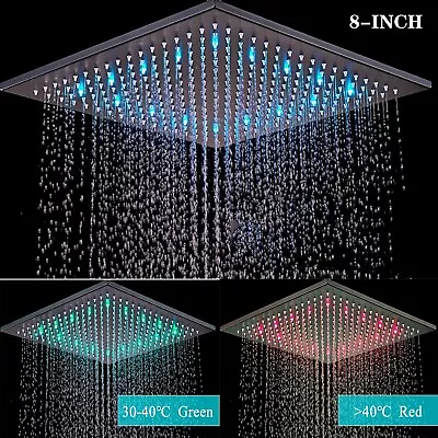 Matte Black 8-inch LED Shower Head Ceiling/Wall Mounted Rainfall Square Sprayer • $34.99