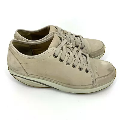 MBT Shoes Size 40 9 Womens Beige Nafasi Brushed Leather Sneaker Rocker Walking • $49.49