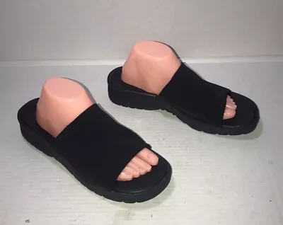 Vtg 90s Y2K Montego Bay Club Black Slinky Slides Sandals Sz 11 • $17
