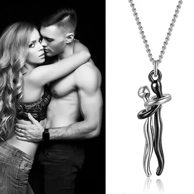 Couple Hug Necklace Valentine's Day Gift For Wife Boyfriend Girlfriend Husband • £6.99