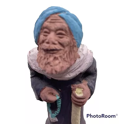 Pottery Monk Priest Hand Made Statue Figurine Clay  Turban Gift Idea • $22.86