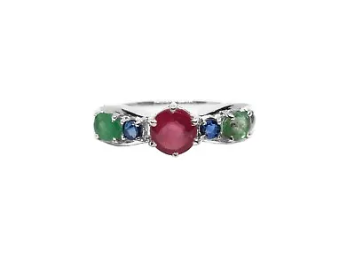 £77.47 • Buy Silver Ruby Emerald Sapphire Birthstone Ring Bridal Ring For Her
