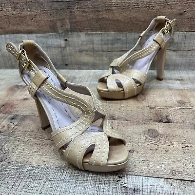 Miu Miu Womens Tan Leather Strappy High Heels Pumps Size 38 • $35