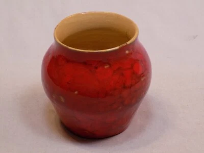 Zanesville? Pottery Vase Vintage Old Red Pink Small Stoneware 4” Small Glazed • $59.99