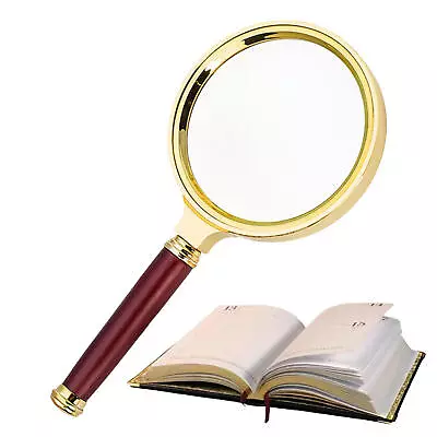 Vintage Magnifying Glass 10X Magnifying Glass Wood Antique Brass Magnifier • $19.46