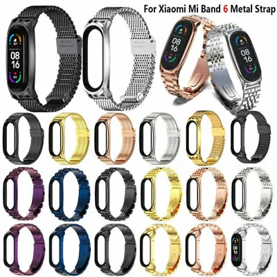 For Xiaomi Mi Band 6/5/4/3 Stainless Steel Metal Bracelet Watchband Wrist Strap • £11.40