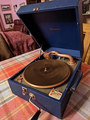 Vintage Portable Brunswick Gramophone 78rpm Record Player Decca Wind Up. Working • £90