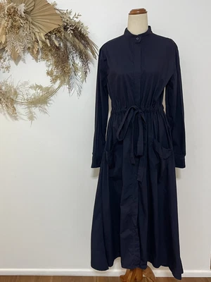 $175 • Buy Scanlan Theodore Woman’s Cotton Shirt Dress Blue Size 10 Pockets Designer