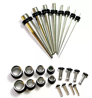 21 Steel Ear Taper Stretcher Ear Stretching Tapers Kit Expander Set Spike Metal • £50.60