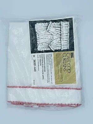 Vintage Sears Roebuck Cape Cod Curtain Charm Ruffle White Red 1981 4 Sets New • $125