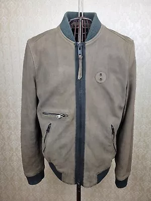 All Saints Suede / Leather Jacket Wray Bomber Beige/Brown Size Medium • £99